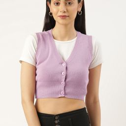 FOREVER 21 Women Lavender Solid Crop Cardigan-picture-36