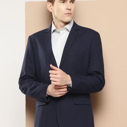 INVICTUS Notched Lapel Single-Breasted Slim Fit Striped Blazer-picture-27
