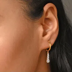 Clara 92.5 Sterling Silver Gold Rhodium-Plated Swiss Zirconia Graduation Hoop Bali Earrings for Women & Girls-image-59