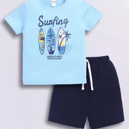 LITTLE NINJA Boys Printed Round Neck Top With Shorts image 2