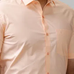 Ramraj Light Orange Cotton Slim Fit Shirt image 4