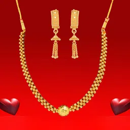 Heer Collection Gold Plated Matte Finish Jewellery Set-image-47