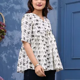 COTT10 Animal Print Cotton Peplum Top image 3