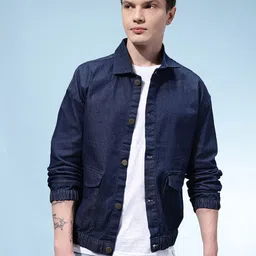 glitchez Typography Pure Cotton Denim Jacket With Flap Pockets image 3