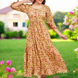 GULKEE FAB Floral Printed Round Neck Anarkali Kurti image 2