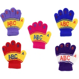 ketkar Unisex Kids Striped Winter Gloves-picture-31