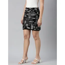 SHOWOFFFF Black & White Graphic Print Skirt image 2