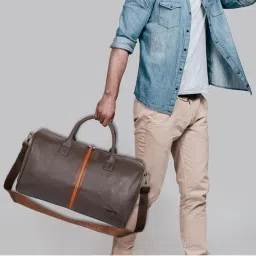 kenneth cole accessories Kenneth Cole Unisex Durable PU Travel Duffle Bag with Detachable Strap - Brown-picture-27