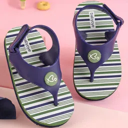 Babyoye Velcro Closure Striped Flip Flops - Blue & Green-picture-35