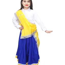 kaku fancy dresses Kaku Fancy Dress Haryanvi Lehenga Choli Dress  Dance Theme Costume Set - Yellow & Blue-picture-25