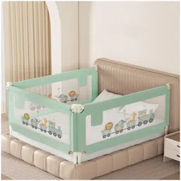 Kids Station Baby Bed Safety Rail with storage pocket Green, 3 Sides (200 x 150 cm / 6.6ft x 5ft) Foldable Bed Guard for Infant & Toddler Sleep Safety, Patently Crafted-picture-13