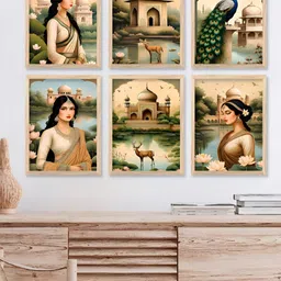 Kotart Brown & Cream 6 Pieces Abstract Printed Wooden Wall Arts-image-58