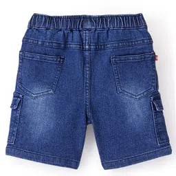 Babyhug Cotton Spandex Knee Length Stretchable Washed Shorts with Pocket - Dark Blue image 2