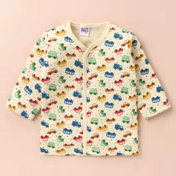 Ben Benny 100% Cotton Knit Full Sleeves Solid & Car Printed Front Open  Vests Pack of 2 - Light Grey & Yellow image 2