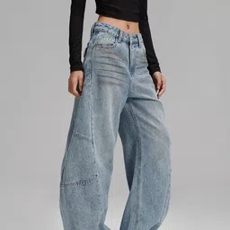 KPOP Women Regular Fit Mid-Rise Light Fade Jeans image 3