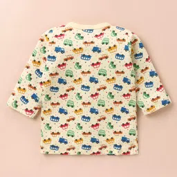 Ben Benny 100% Cotton Knit Full Sleeves Solid & Car Printed Front Open  Vests Pack of 2 - Light Grey & Yellow image 3