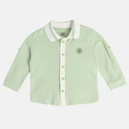 MINI KLUB Cotton Half Sleeves Solid Shirt - Olive Green image 4
