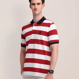 U.S. Polo Assn. Men Striped Polo Collar Cotton Slim Fit T-shirt image 1