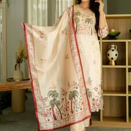 Lookmark Women Floral Printed Regular Kurta With Trousers & Dupatta-picture-24