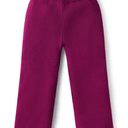 Babyhug Sweater Knit Full Sleeves Winter Wear Top & Palazzo Set With Heart Embroidery - Fuchsia image 4