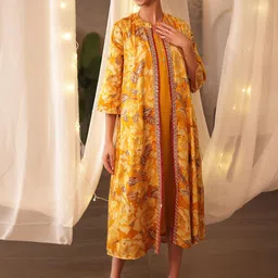 House Of Zelena Floral Printed A-Line Dress-image-64
