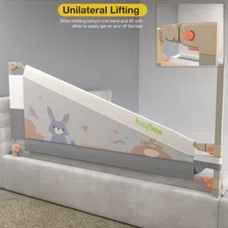 BAYBEE Baby Bed Rail Guard for Baby Toddlers Safety, Portable Kids Bed Rail Safeguard Fence with Adjustable Height | Foldable Single Side Bed Protector for Newborn Baby (Pack of 3, Grey/White, 180x80cm) image 5