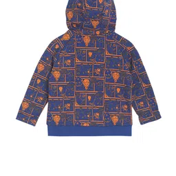 MINI KLUB Boys Blue & Orange Printed Hooded Sweatshirt image 3