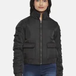 People by Pantaloons Black High Neck Jacket-image-59
