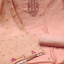 DIVASTRI Floral Embroidered Beads And Stones Unstitched Dress Material image 2