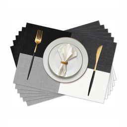 TIED RIBBONS 6-Pcs Black & White Rectangle Table Placemats-picture-38