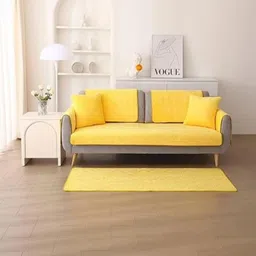 HOMETHREADS Multicoloured & Yellow 3 Piece Sofa Cover-picture-26