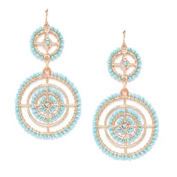 RICHEERA Blue Rose Gold-Plated Beaded Circular Drop Earrings-picture-22