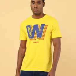 Wrangler Lemon Yellow Cotton Regular Fit Printed T-Shirt-picture-21