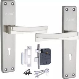 Atom Stainless Steel Silver Door Handle Lock Set, Fortune-2-SS-K.Y-Legend-2-picture-7