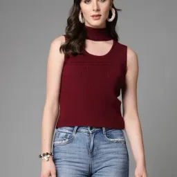 Mafadeny Maroon Regular Fit Pullover-image-1