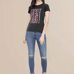 Mast & Harbour Women Typography 3 Printed Applique T-shirt image 2