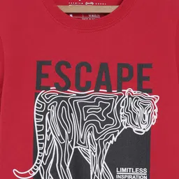 3PIN Boys Red Printed Round Neck T-shirt image 2