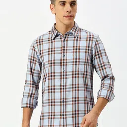 Basics Men Slim Fit Tartan Checked Pure Cotton Casual Shirt-image-84