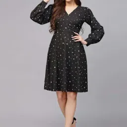 SELVIA Black Printed A-Line Dress-picture-39