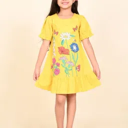 LilPicks Kids Yellow Floral Print Dress-image-73