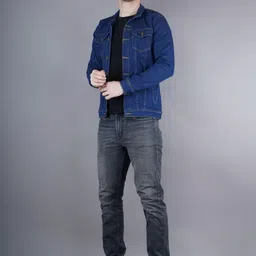 SZN Men Colourblocked Outdoor Denim Jacket with Patchwork image 4