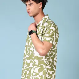 V-Mart Men Cuban Collar Abstract Printed Cotton Casual Shirt image 5