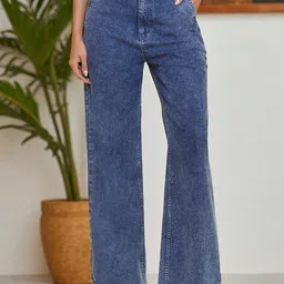 KATLINE Women Smart Straight Fit High-Rise Light Fade Stretchable Jeans image 1