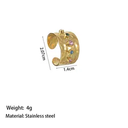 MYKI Gold-Plated Stone-Studded Adjustable Finger Ring image 4
