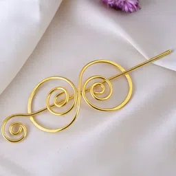 Silvermerc Designs Women Golden brass metal hair barrette with stick-picture-32