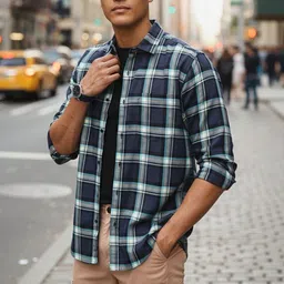 IVOC Men Tartan Checks Checked Casual Shirt image 3