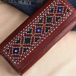 Jaypore Brown Aadhvita Embroidered Leather Extra Small Cross Body Bag image 3