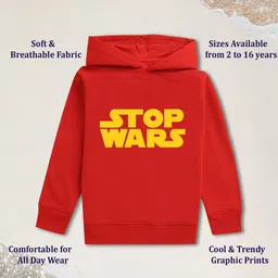 NUSYL Boys Typography Printed Full Sleeves Hooded Pullover Sweatshirt image 3
