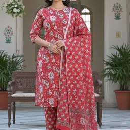 Philauri Women Floral Printed Regular Kurta with Trousers & Dupatta-picture-23