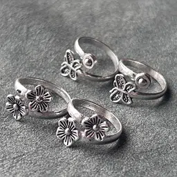 pv jewels Women & Girls Metal Fancy Glossy finish Toe Ring Adjustable Bichiya/Leg Finger Ring_Combo_2 (A_C_P_110751_Silver) image 2